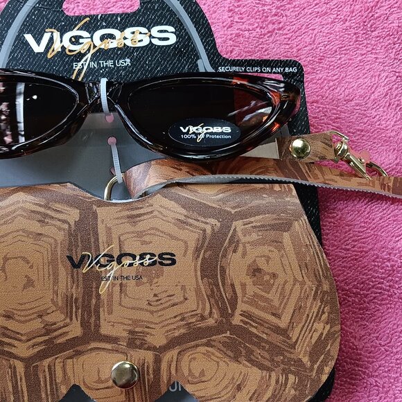 VIGOSS UV BROWN Sun Glasses/Pearls WRISTLET CASE - Picture 1 of 5